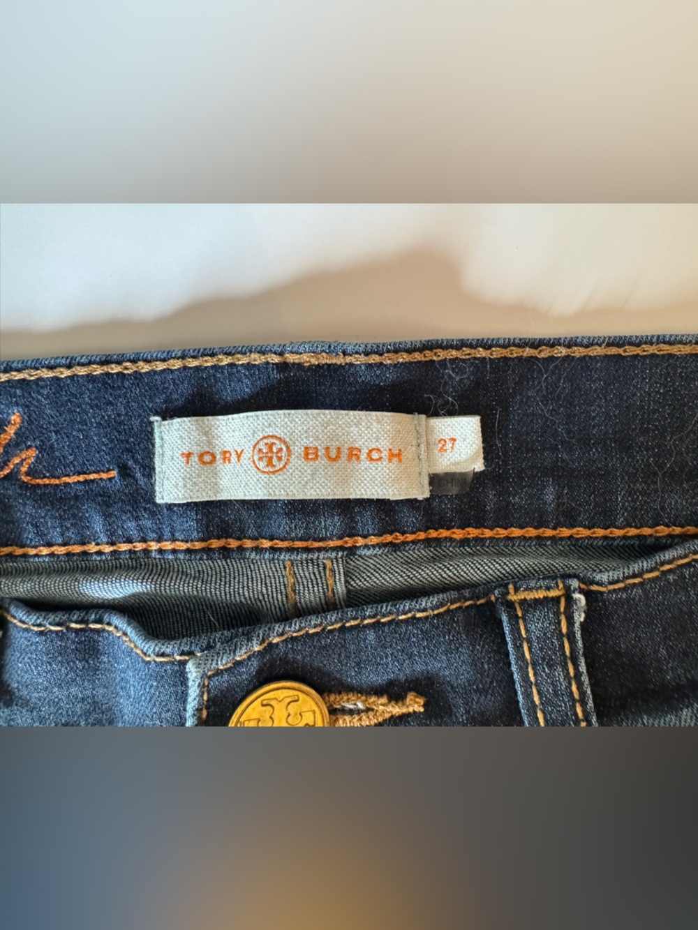 Tory Burch Pardon My French Dark Wash Denim Jeans Size 27